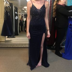 Jovani Navy Blue Prom Dress, size 0